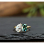 2.30 Ct TOI lab grown Pear emerald cut diamond ring, 18K gold, sleek modern elegance jewelry.