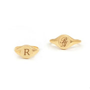 Custom gold initial signet ring for women, minimalist dainty alphabet jewelry gift idea