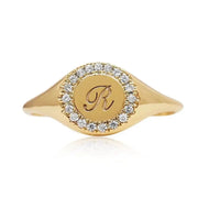 Stylish gold initial signet ring for women custom dainty alphabet jewelry design