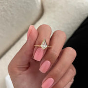 1 Ct Kite Shape Lab Grown Diamond Ring - Yellow Gold Proposal Ring