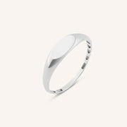 Small Gold Signet Ring Minimal Oval Band Tiny Stackable Ring Simple Fine Jewelry Gift for Her
