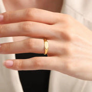 vTiny Oval Signet Ring 14K Gold, Minimal Stackable Ring, Elegant Everyday Jewelry Gift for Her