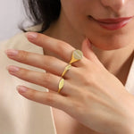 Small Gold Signet Ring Minimal Oval Band Tiny Stackable Ring Simple Fine Jewelry Gift for Her