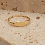 Small Gold Signet Ring Minimal Oval Band Tiny Stackable Ring Simple Fine Jewelry Gift for Her