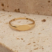 Small Gold Signet Ring Minimal Oval Band Tiny Stackable Ring Simple Fine Jewelry Gift for Her
