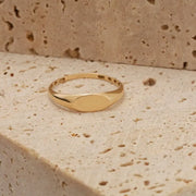 Tiny Oval Signet Ring 14K Gold, Minimal Stackable Ring, Elegant Everyday Jewelry Gift for Her