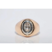 Elegant lab created gemstone ring with garnet red stone and sparkling diamond setting