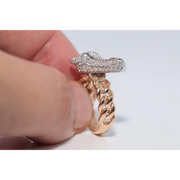 Unique lab created gemstone ring with topaz center stone and white diamond details