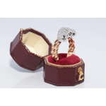 Unique lab created gemstone ring with topaz center stone and white diamond details