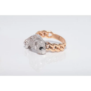 Unique lab created gemstone ring with topaz center stone and white diamond details