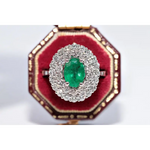 Elegant lab created gemstone ring with blue sapphire center and sparkling white diamonds