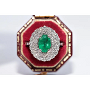 Elegant lab created gemstone ring with blue sapphire center and sparkling white diamonds