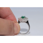 Elegant lab created gemstone ring with blue sapphire center and sparkling white diamonds