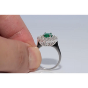 Elegant lab created gemstone ring with blue sapphire center and sparkling white diamonds