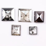 Princess Cut Salt and Pepper Lab Grown Diamonds, Mixed Gray & Brown CVD Square Fancy Stones, Rustic Loose Diamonds for Custom Jewelry