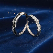 Matching gold and silver couple rings, versatile design for everyday wear.