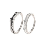 Matching gold and silver couple rings, versatile design for everyday wear.