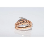 Unique lab created gemstone ring with topaz center stone and white diamond details