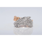 Unique lab created gemstone ring with topaz center stone and white diamond details