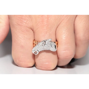 Unique lab created gemstone ring with topaz center stone and white diamond details