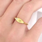 Personalized gold letter ring minimal signet design dainty jewelry for women fashion