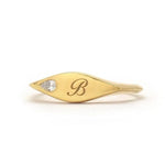 Personalized gold letter ring minimal signet design dainty jewelry for women fashion