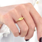 Personalized gold letter ring minimal signet design dainty jewelry for women fashion