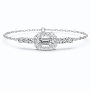 2.06 Ct Emerald-Round Moissanite Diamond Adjustable Halo Chain Bracelet
