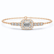 2.06 Ct Emerald-Round Moissanite Diamond Adjustable Halo Chain Bracelet