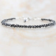 18.00 Ct black Colored rough diamond bracelet beads with raw luxury texture