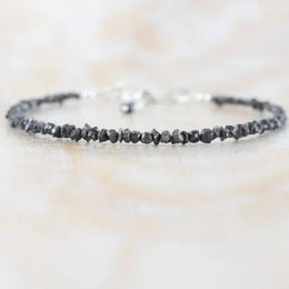 18.00 Ct black Colored rough diamond bracelet beads with raw luxury texture
