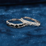 Matching gold and silver couple rings, versatile design for everyday wear.
