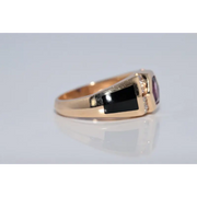 Modern lab created gemstone ring with aquamarine center and brilliant white diamonds

