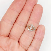 0.7 Ct pear shape rose cut lab created diamond ring dainty promise ring minimalist unique engagement jewelry