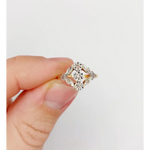 0.7 Ct pear shape rose cut lab created diamond ring dainty promise ring minimalist unique engagement jewelry