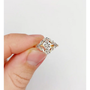 0.7 Ct pear shape rose cut lab created diamond ring dainty promise ring minimalist unique engagement jewelry