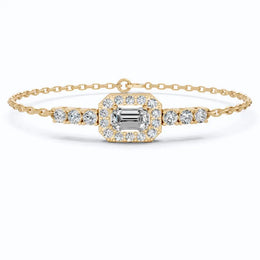 2.06 Ct Emerald-Round Moissanite Diamond Adjustable Halo Chain Bracelet