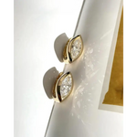 gold girlish earrings with lab grown white diamonds and lab grown diamond earrings luxury jewelry 