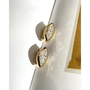 gold girlish earrings with lab grown white diamonds and lab grown diamond earrings luxury jewelry 