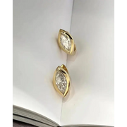 gold girlish earrings with lab grown white diamonds and lab grown diamond earrings luxury jewelry 