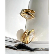 gold girlish earrings with lab grown white diamonds and lab grown diamond earrings luxury jewelry 