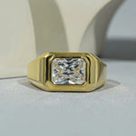 Big diamond ring with brilliant oversized gemstone and luxury finish