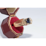 Designer lab created gemstone diamond ring with pink center stone and sparkling white diamonds