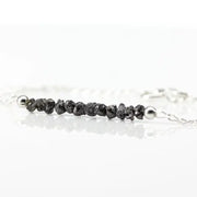 silver bracelets inspired by raw Black diamond rock and rough diamond gemstone.