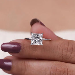 White gold engagement ring with classic diamond sparkle and elegance
