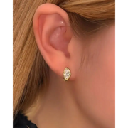 gold girlish earrings with lab grown white diamonds and lab grown diamond earrings luxury jewelry 