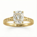 rose gold engagement ring, 3 stone engagement ring, art deco engagement ring