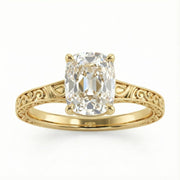 rose gold engagement ring, 3 stone engagement ring, art deco engagement ring