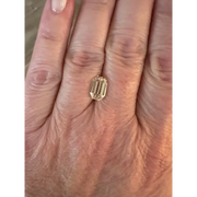 Shop a 3.07 Ct champagne yellow lab grown diamond featuring a modified octagon step cut. This elegant geometric stone offers a refined look, perfect for custom engagement rings and luxury jewelry designs.