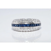 Premium lab created gemstone ring with opal center and radiant white diamond accents